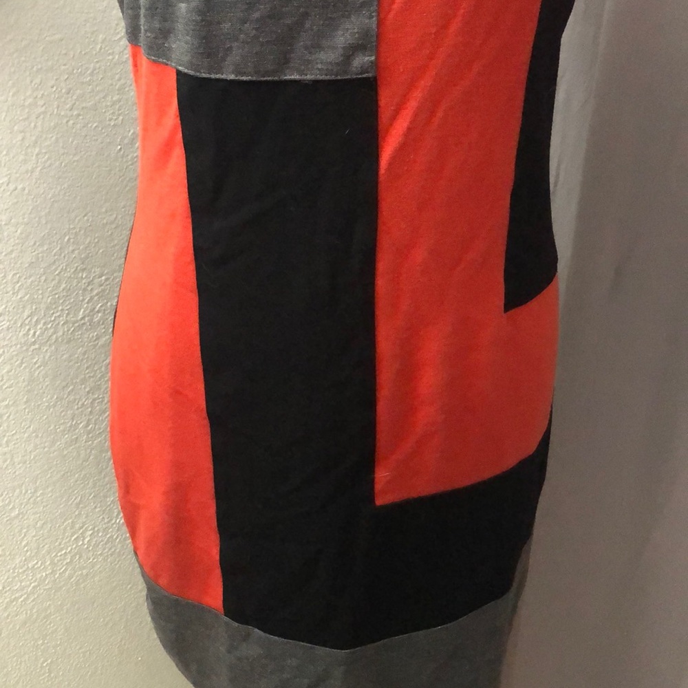 Form Fitting Zip Up Color Block Pattern Dress - image 3
